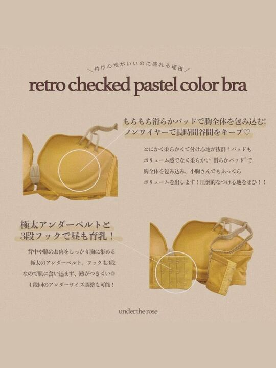 【美胸メイク】包み込むパッドレトロチェックパステルカラーブラセット