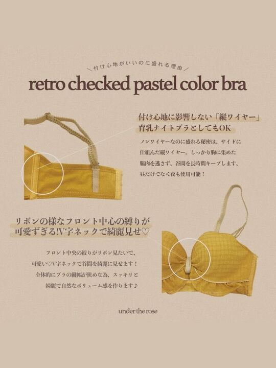 【美胸メイク】包み込むパッドレトロチェックパステルカラーブラセット