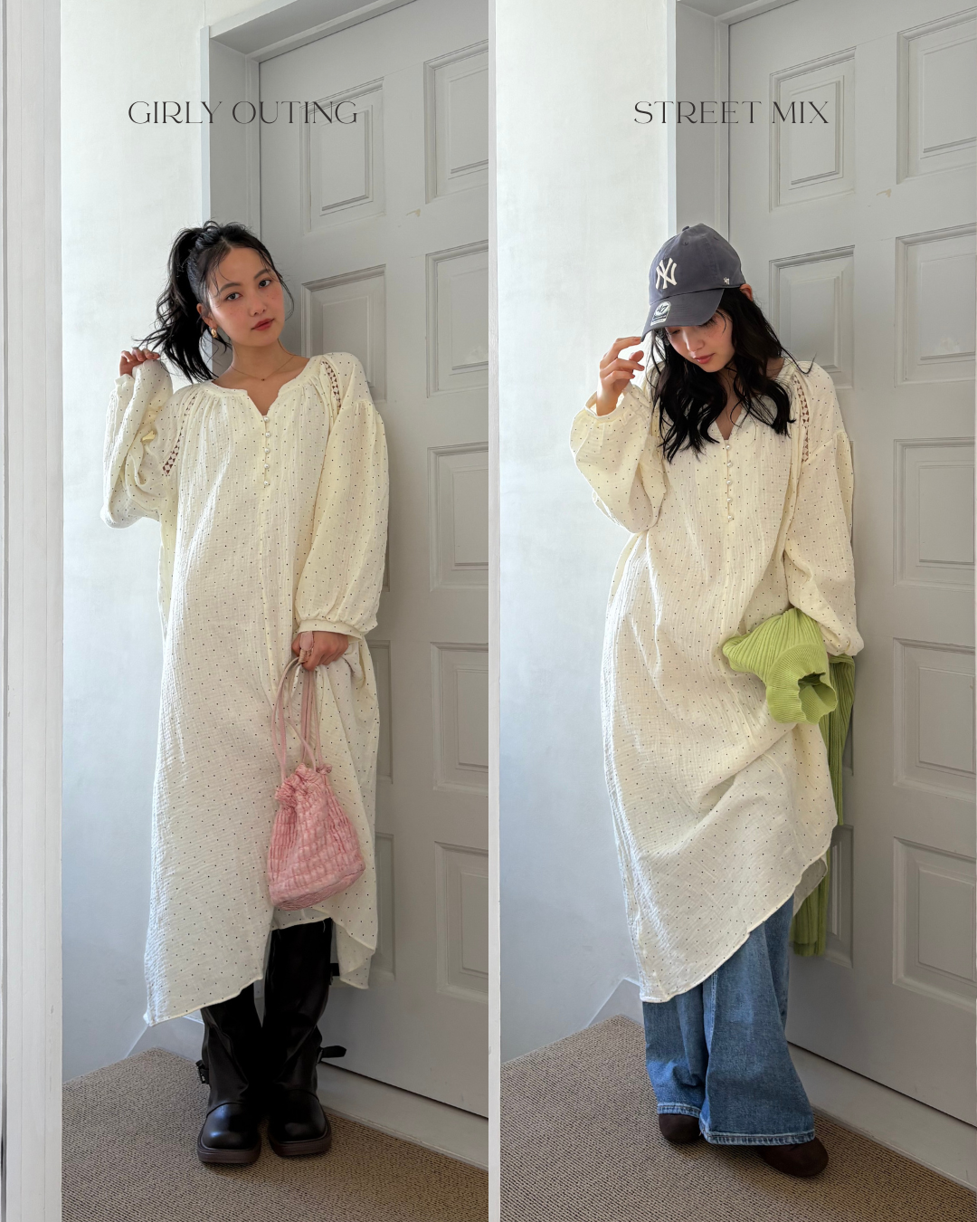 ダブルコットンドットワンピース