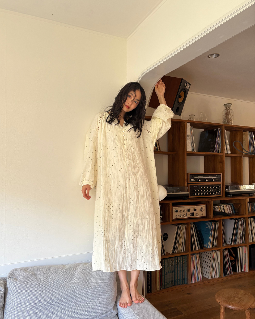 ダブルコットンドットワンピース