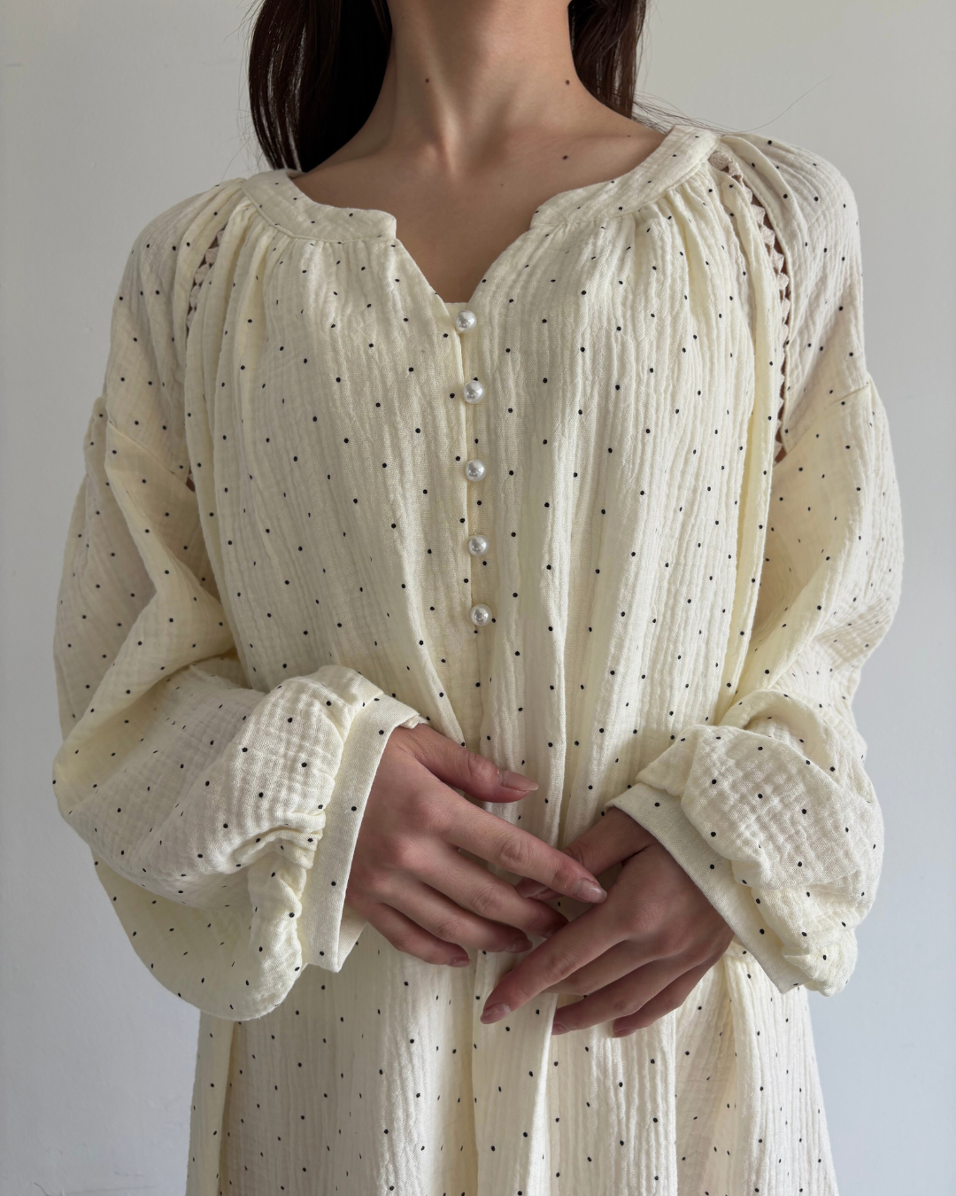 ダブルコットンドットワンピース