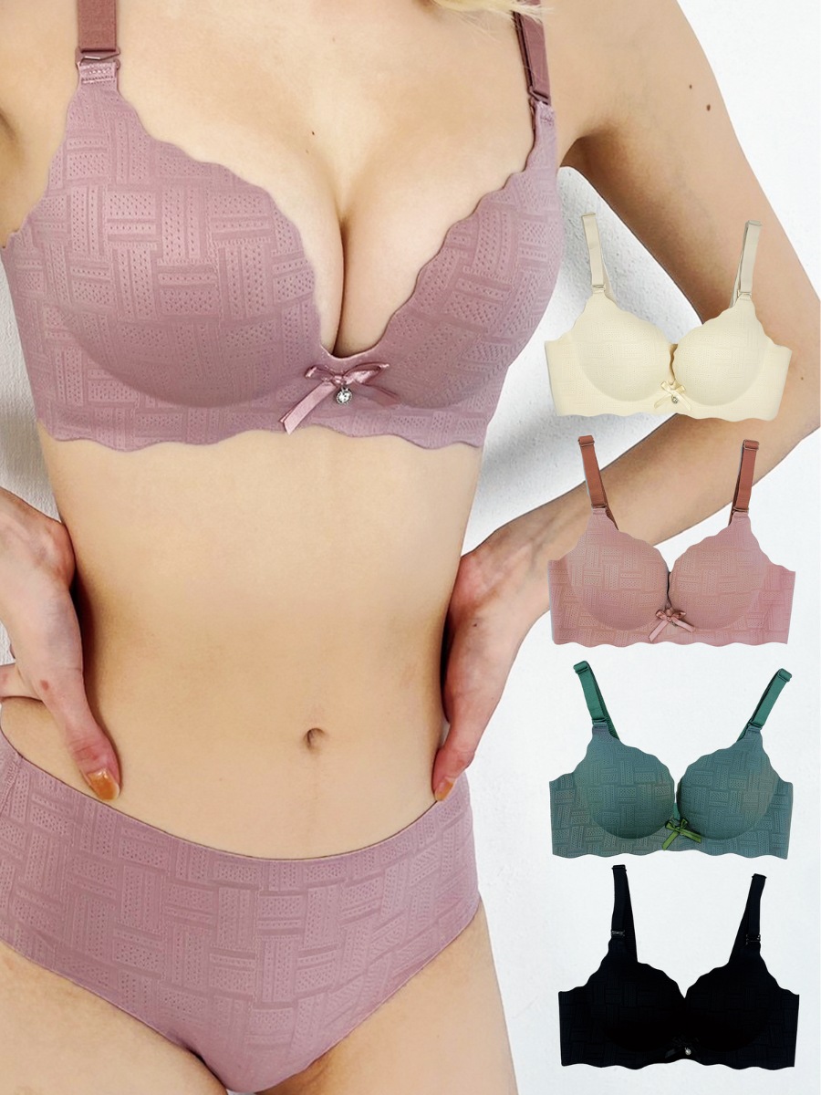 胸 ブラ 整形級谷間】丸胸クッションシームレスブラセット – UNDERTHEROSE