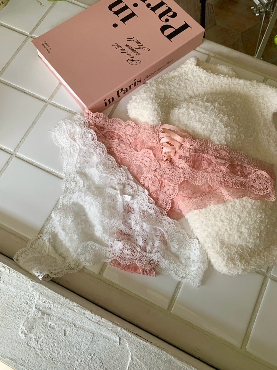 リボン&レースアップTバックショーツ