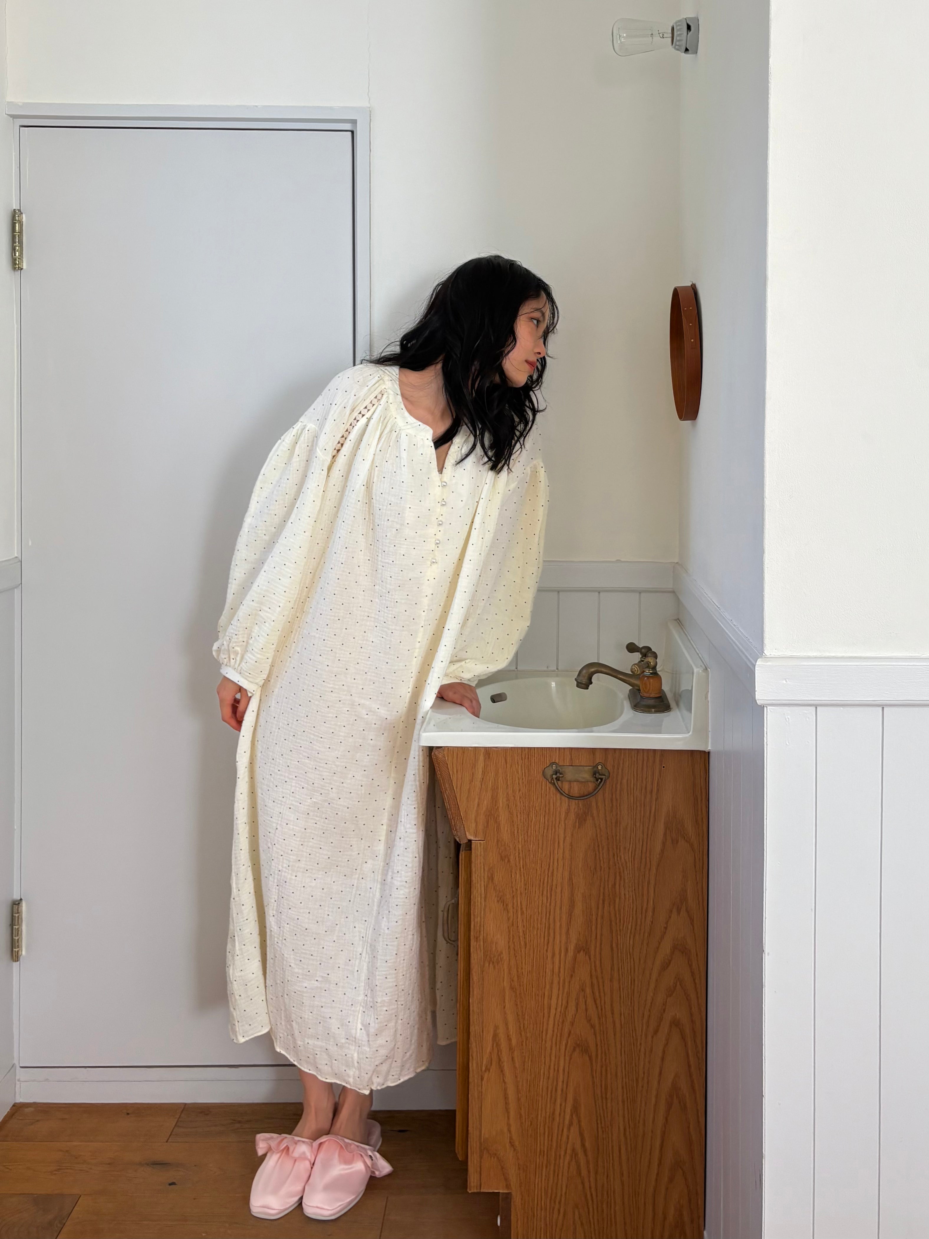 ダブルコットンドットワンピース