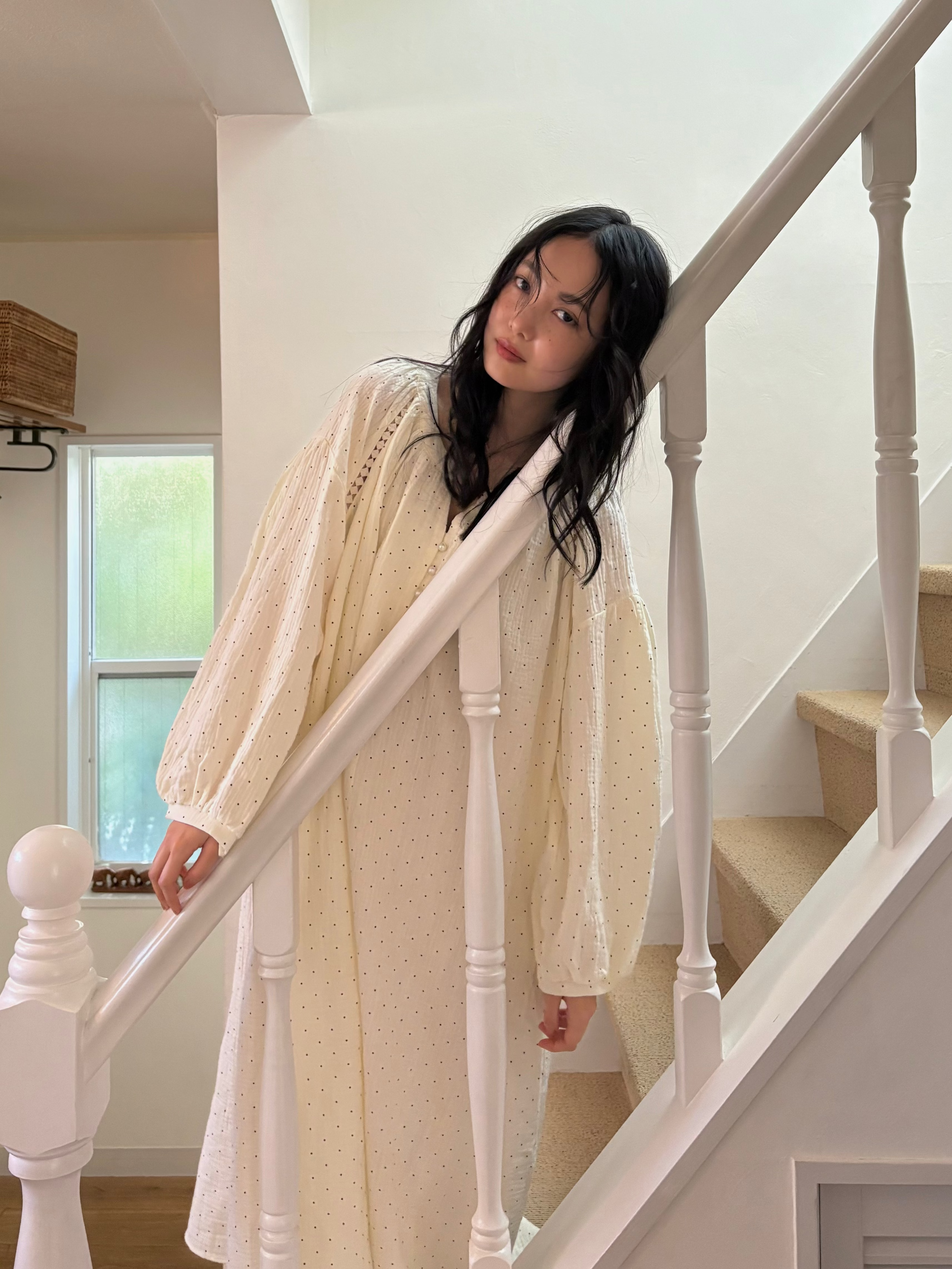 ダブルコットンドットワンピース