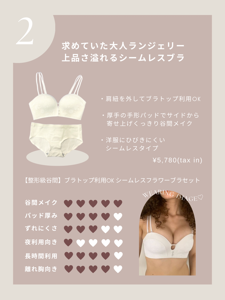 【小胸さん向け】ミルキーカラーくっきり谷間3点セット