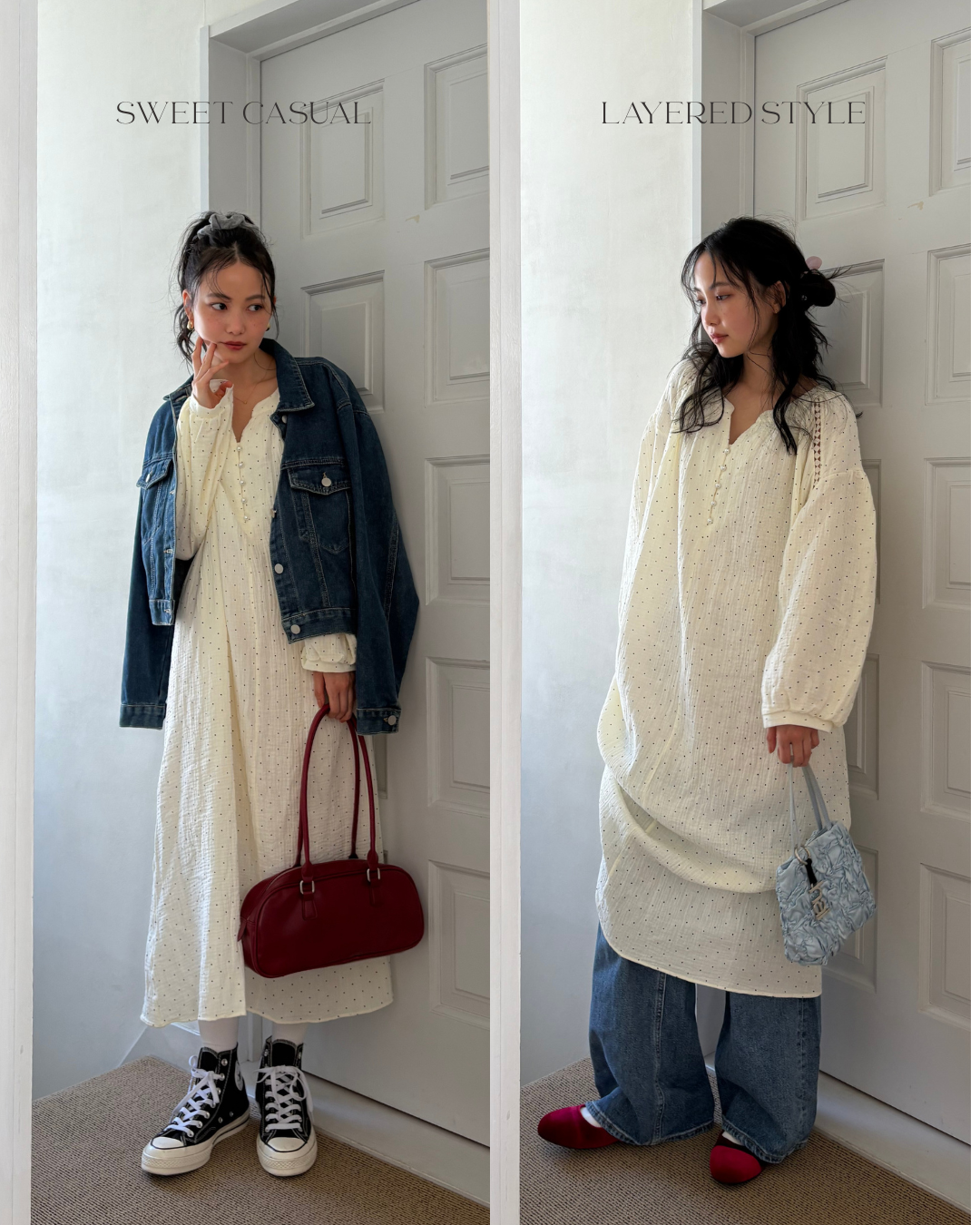 ダブルコットンドットワンピース