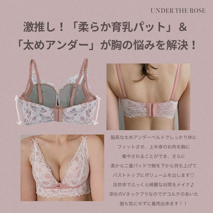 【美胸メイク】育乳強化柔らかパッドパステルレースブラセット