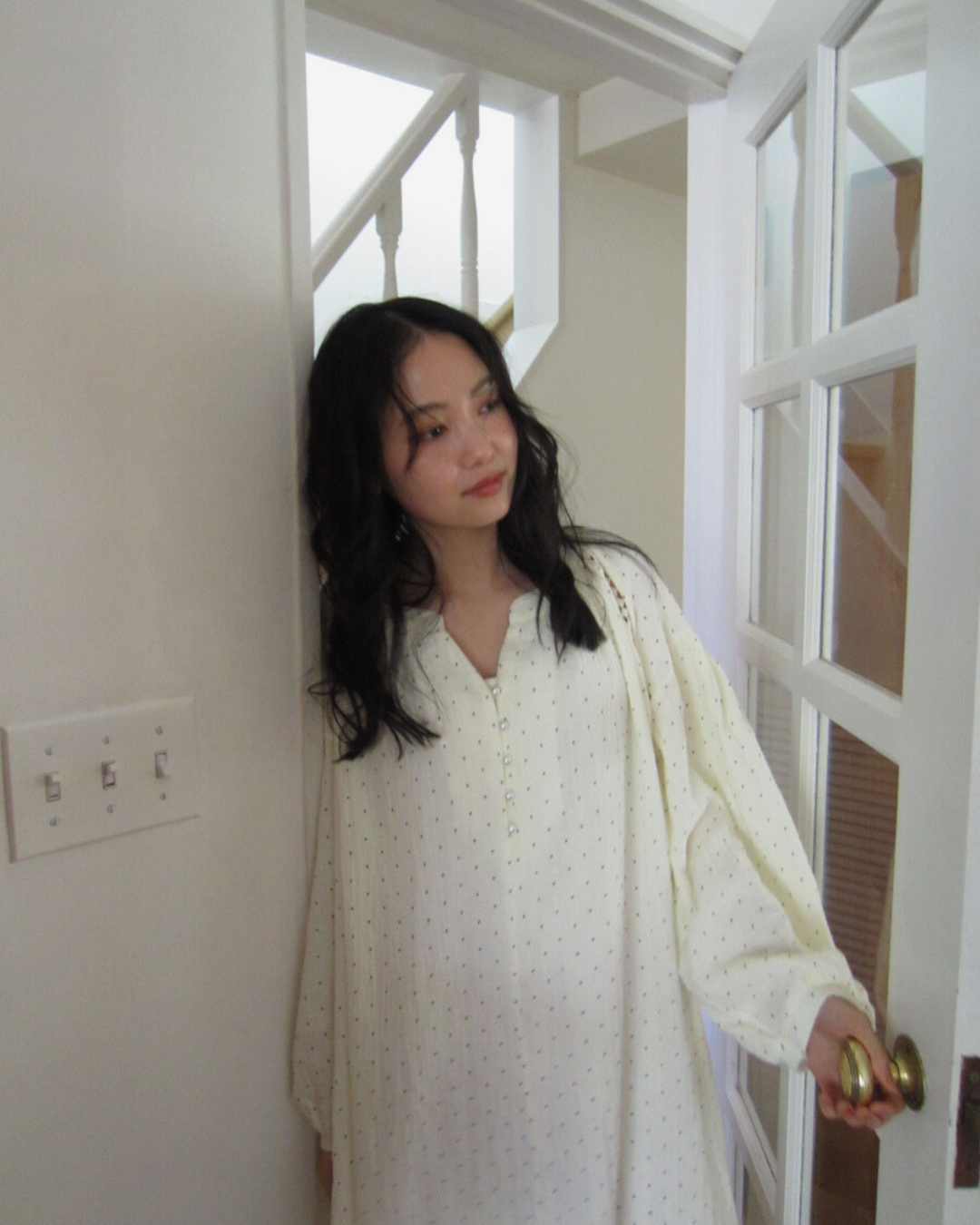 ダブルコットンドットワンピース