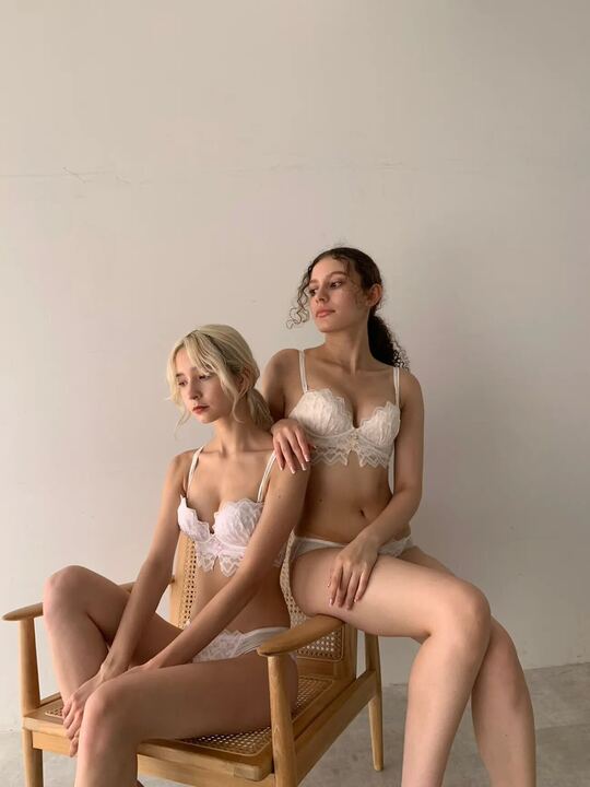 【美胸メイク】ガーリーリボンハートレースブラセット