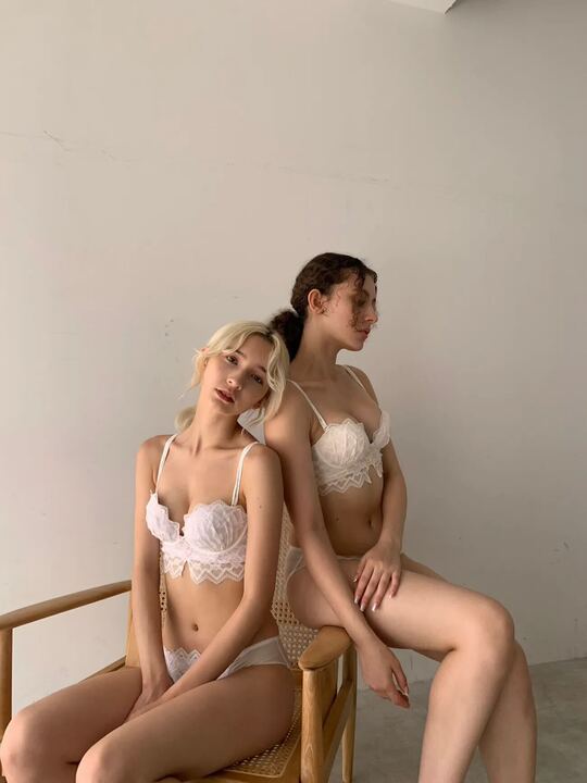 【美胸メイク】ガーリーリボンハートレースブラセット