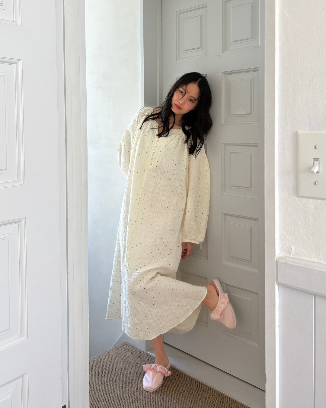 ダブルコットンドットワンピース