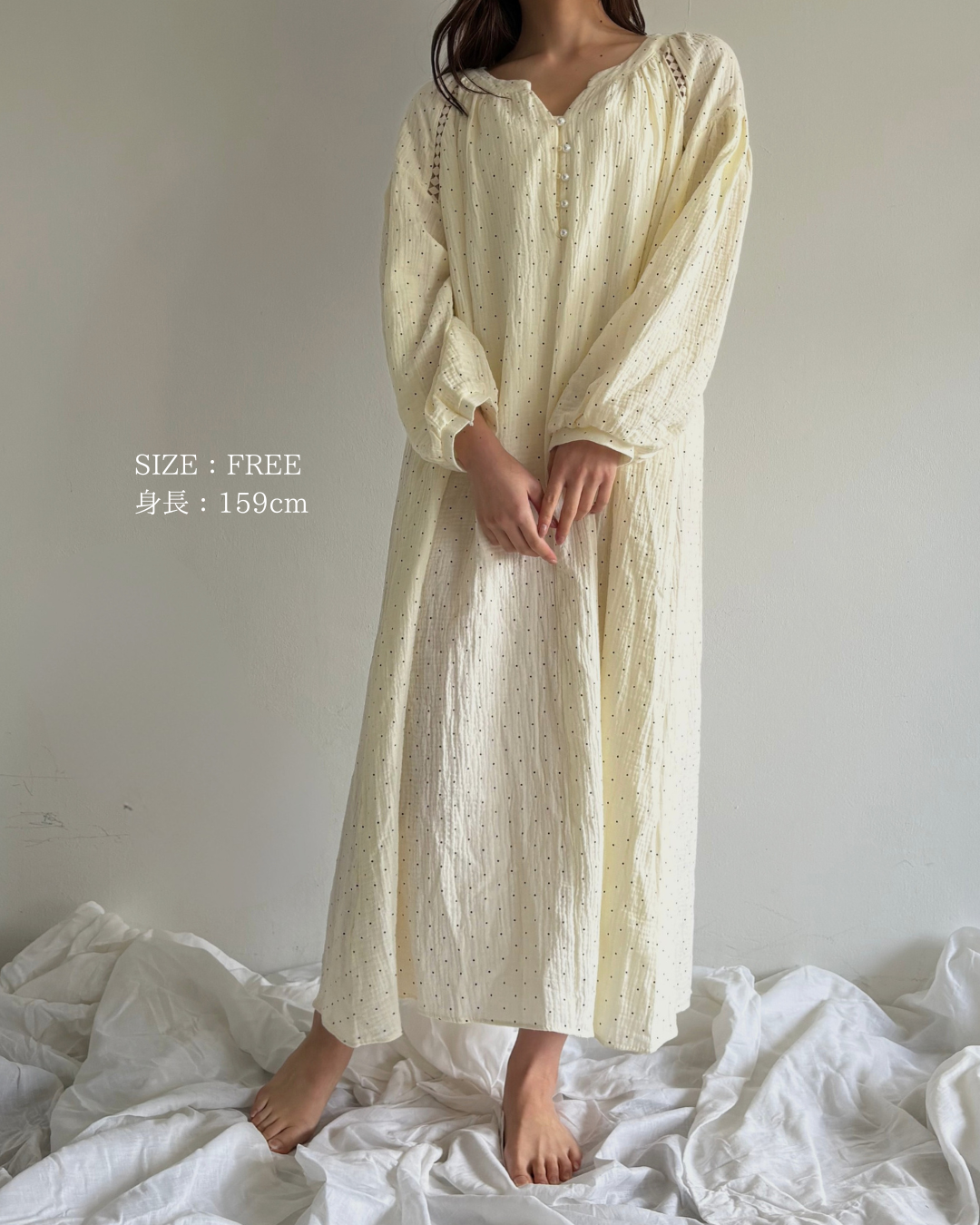 ダブルコットンドットワンピース