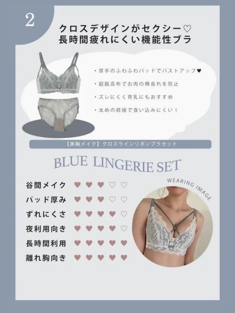 【垂れ胸さん向け】BLUE COLOR3点SET