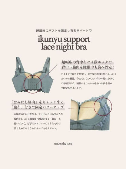 【育乳強化 夜用 昼夜兼用 小胸おすすめ 】レースナイトブラセット