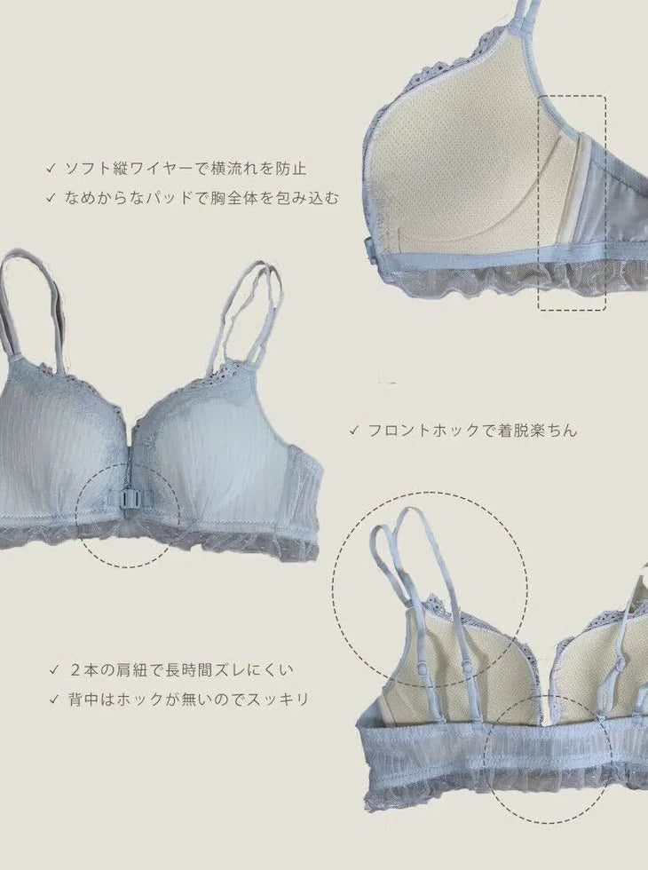 【美胸メイク】フロントホックアンティークレースブラセット