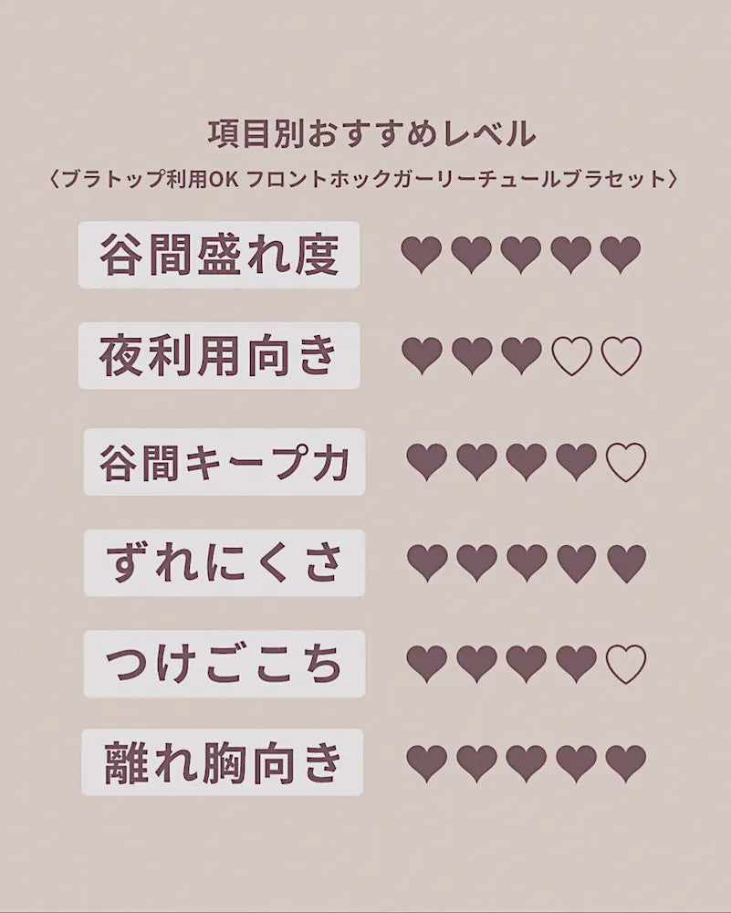 【整形級谷間】ブラトップ利用OK フロントホックガーリーチュールブラセット
