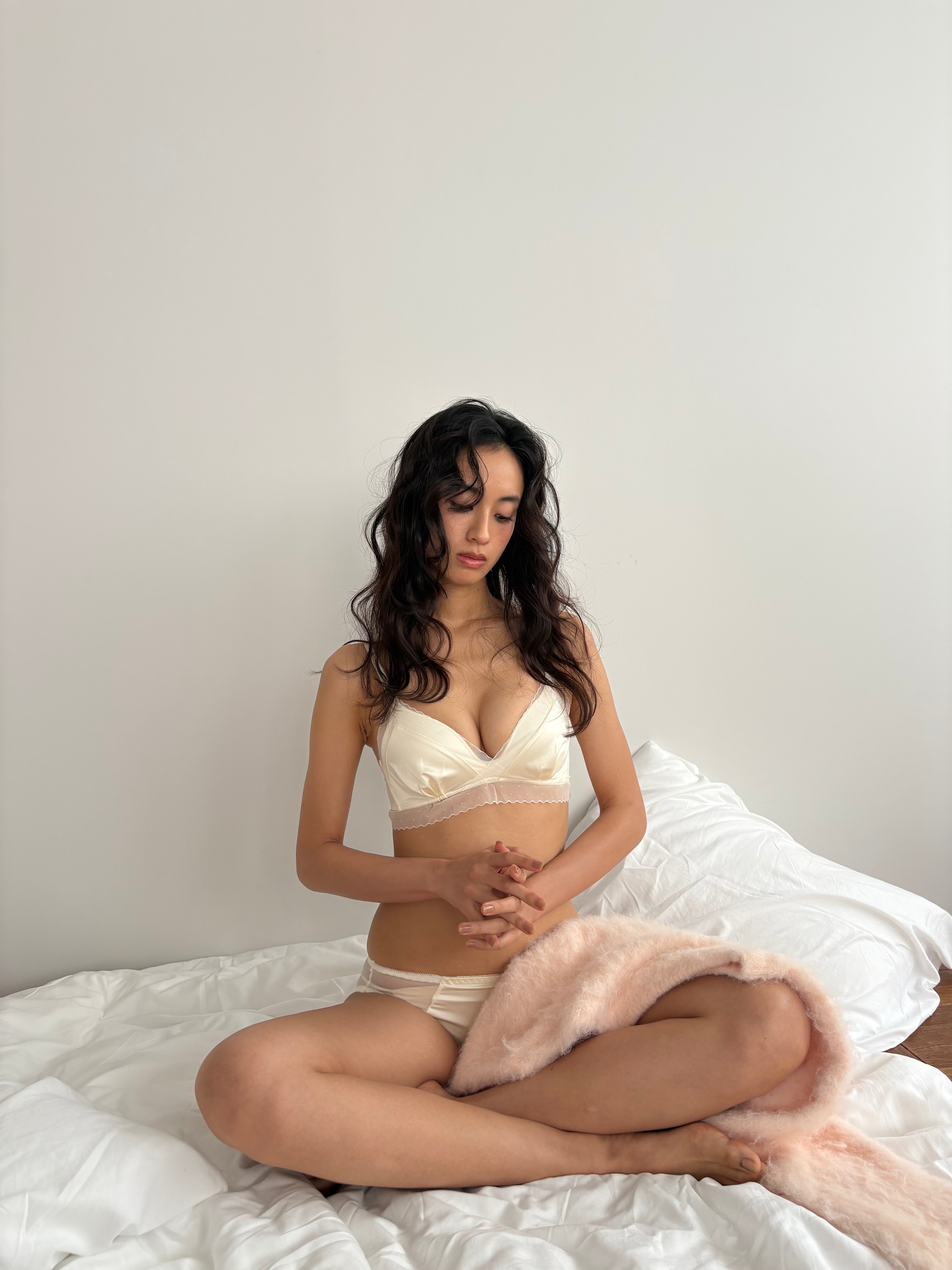 ソフトタッチシフォンレースブラ